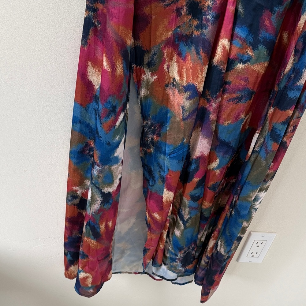 Nicole Miller Floral Watercolor Grecian One-Shoulder Maxi Dress - Picture 5 of 10